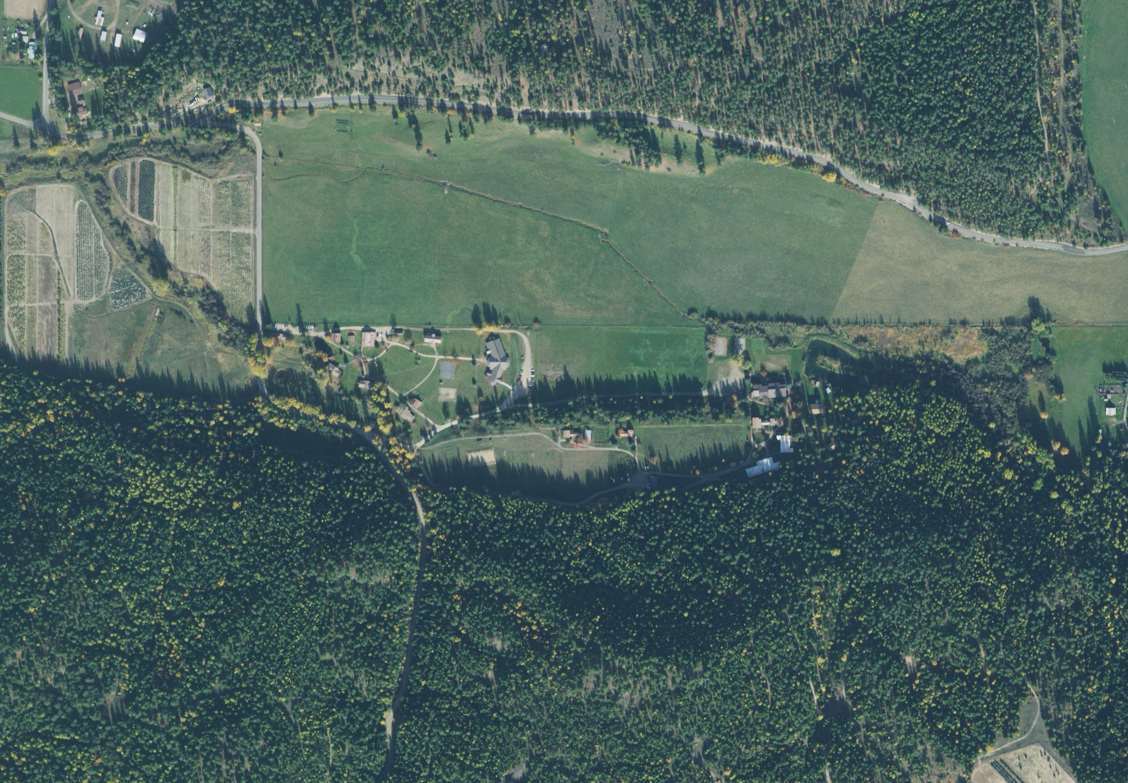 Aerial photo of the Boulder Creek lower campus with festival places marked