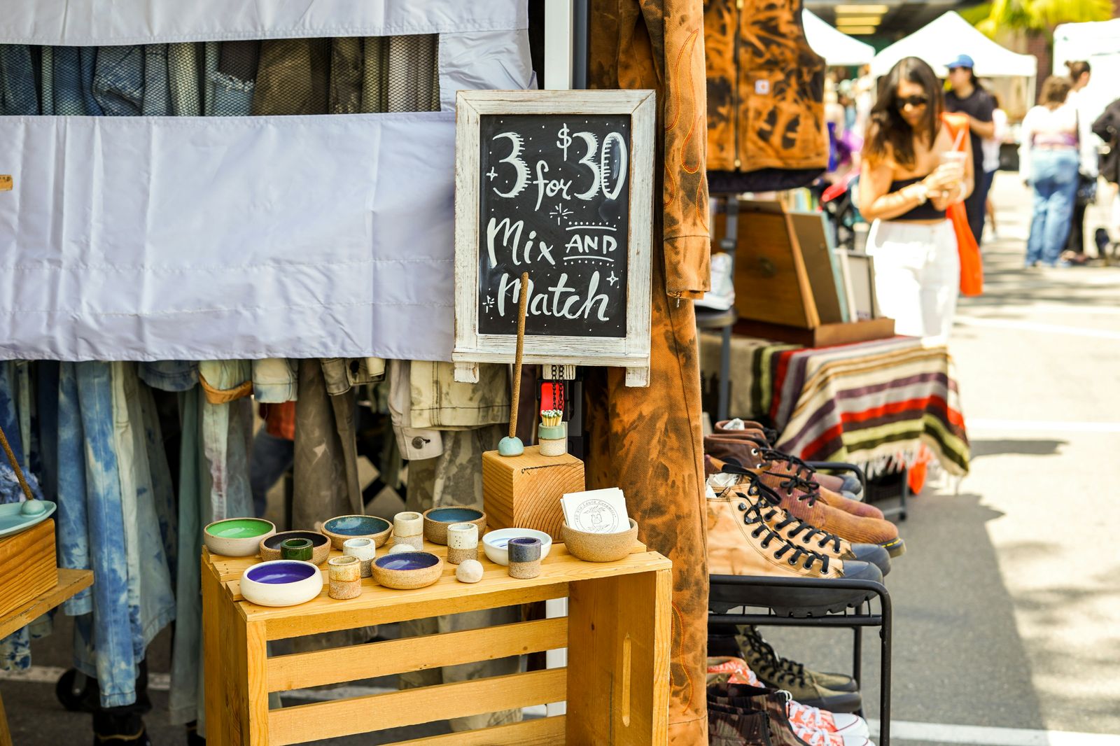 A market stall of handmade goods