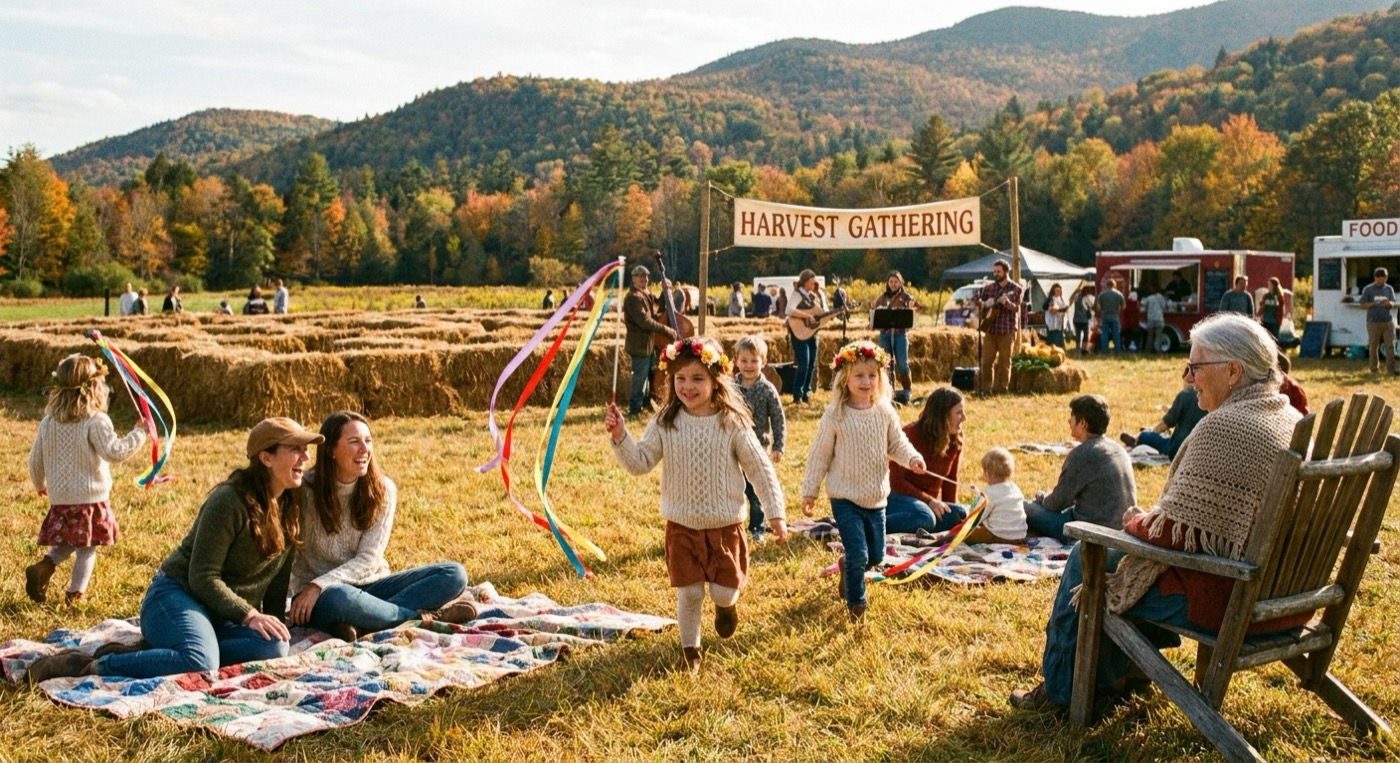 Children and families in the meadow